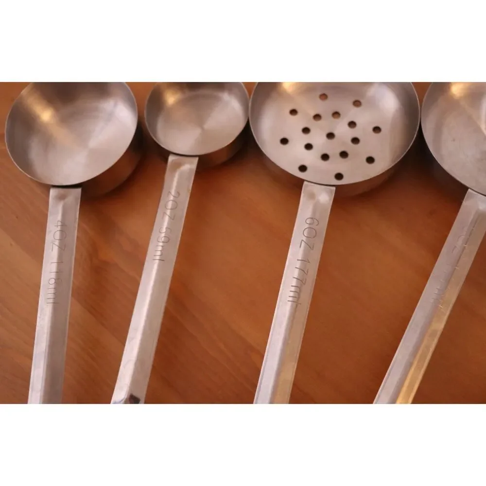 Portion Control Serving Spoons (Set of 8), Slotted & Unslotted Portion Scoops